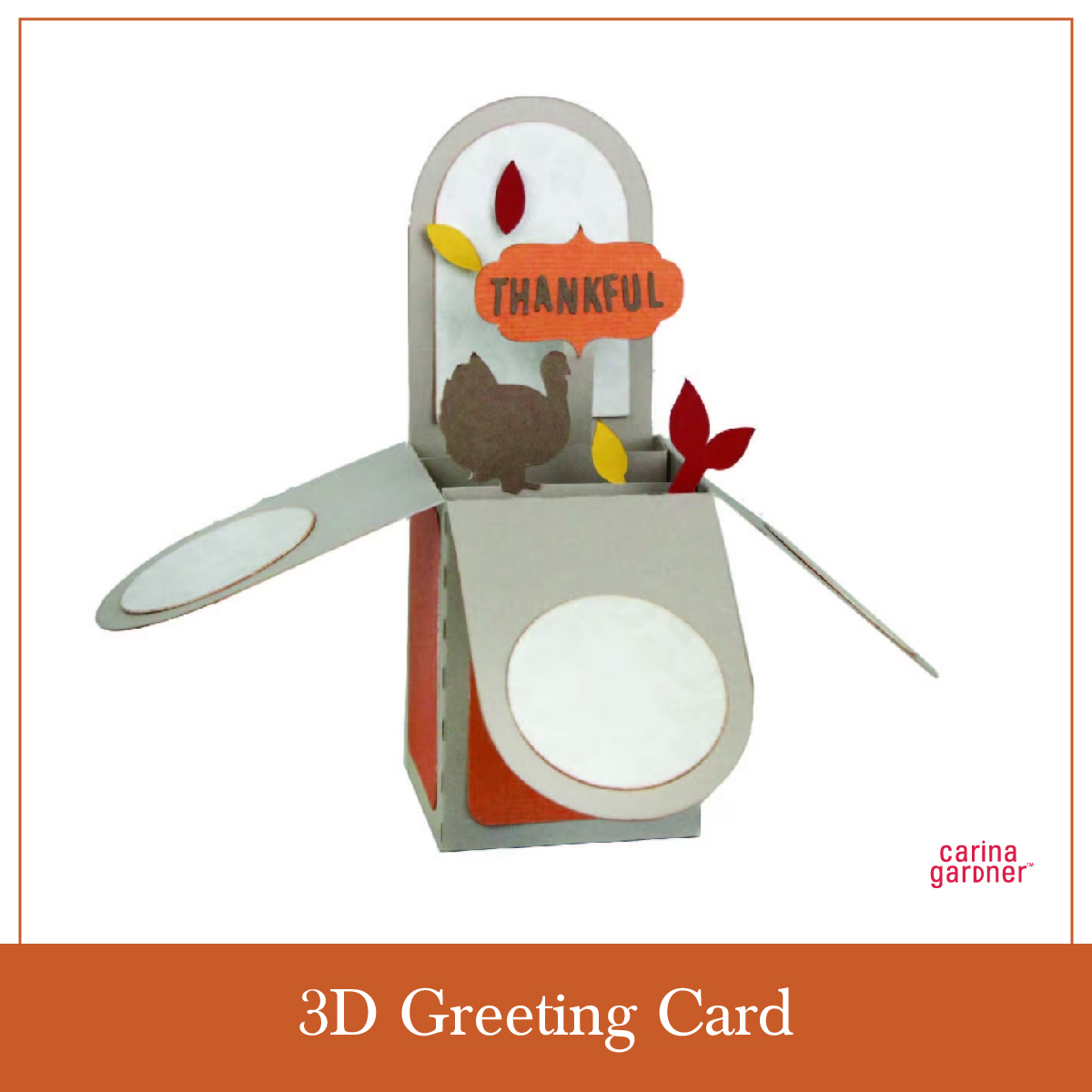 thanksgiving craft box Cricut Silhouette die cut project for holidays greeting card flatten box Carina Gardner