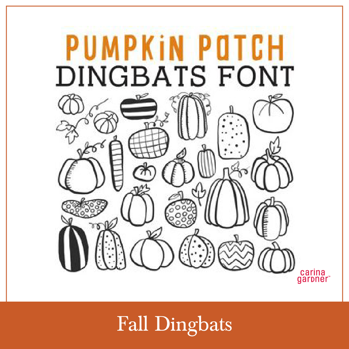 thanksgiving craft font dingbats dingbat pumpkin autumn Cricut Silhouette die cut project for holidays pattern Carina Gardner